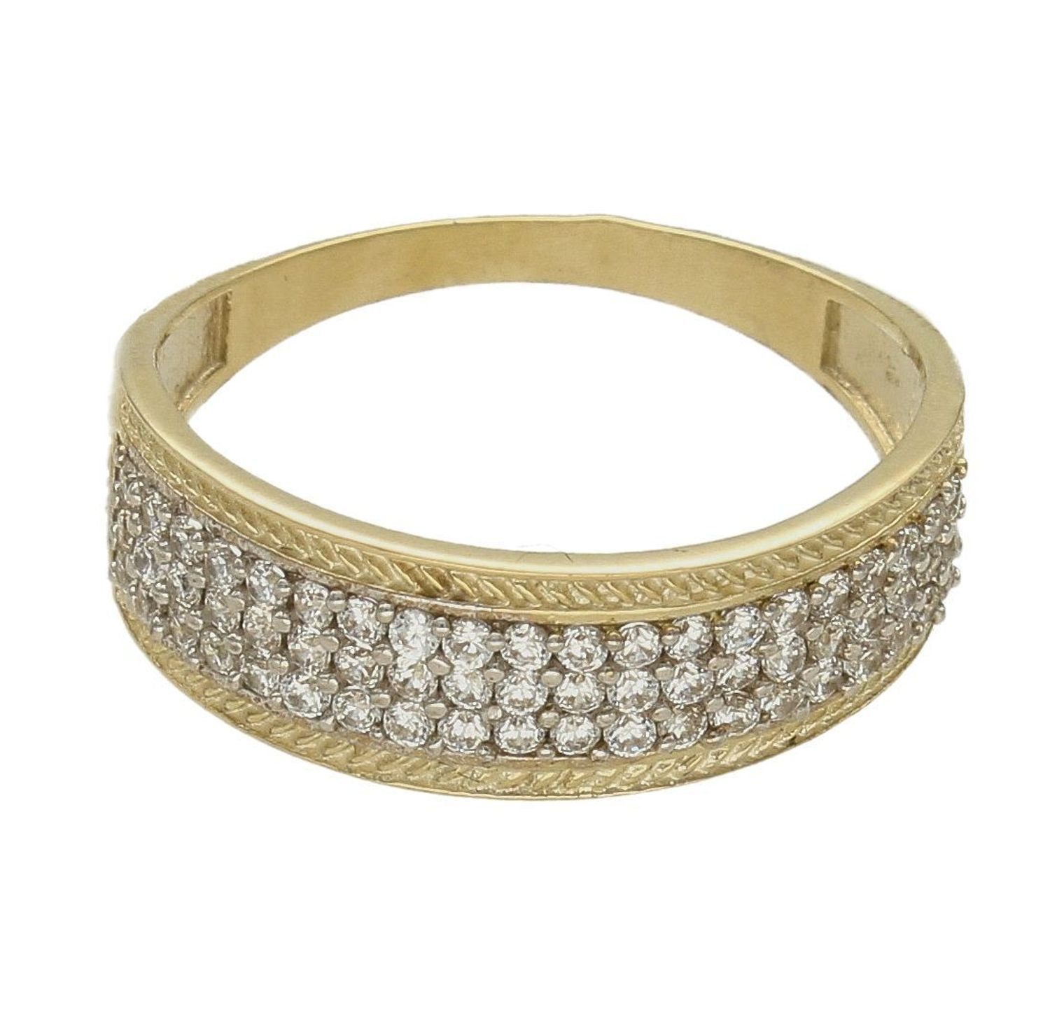 Złoty pierścionek 333 wysadzony cyrkoniami PI 6070 333. Złoty pierścionek z cyrkoniami. Szeroki złoty pierścionek. Złoty pierścionek na prezent. Złoty pierścionek na każdą okazję. Idealny złoty pierścionek dla kobiety (1).jpg